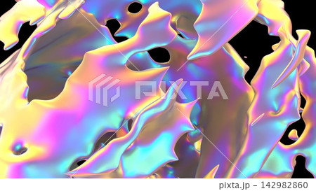 Colorful Abstract Liquid Render. Iridescent Organic Art 142982860