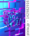 Holographic Cube Render. Abstract Futuristic Art 142982916