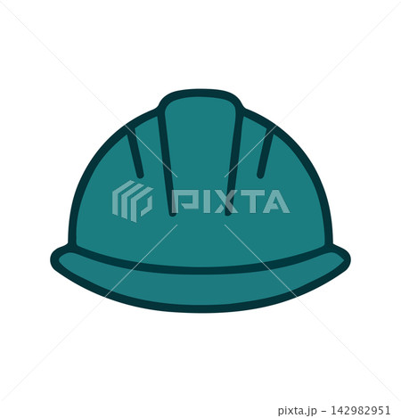 Simple and clean vector icon of a construction hard hat, ideal for safety or engineering themes. 142982951