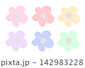 カラフル　パステルカラー　花　イラスト　手書き　素材 142983228
