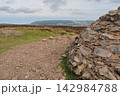 View from Dunkery Beacon summit across the Bristol Channel, Exmoor, Somerset 142984788
