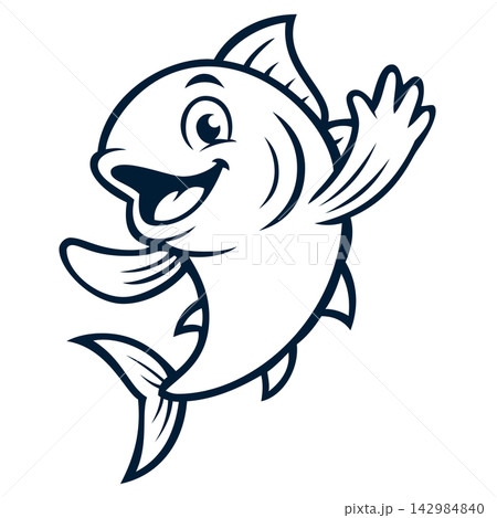 Cartoon tuna fish mascot logo 142984840