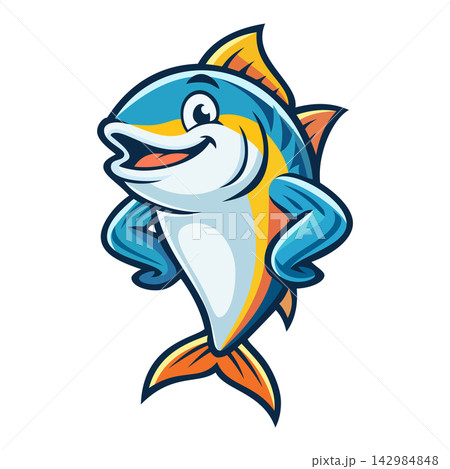 Cartoon tuna fish mascot logo 142984848