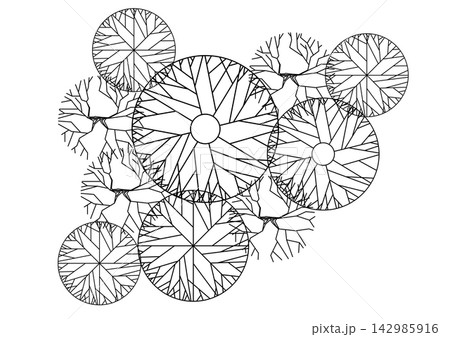 architecture drawing plant tree top view plan black vegetation vector. design nature architectural landscape set element illustration bush garden flora sapling minimal. architect isolated. 142985916