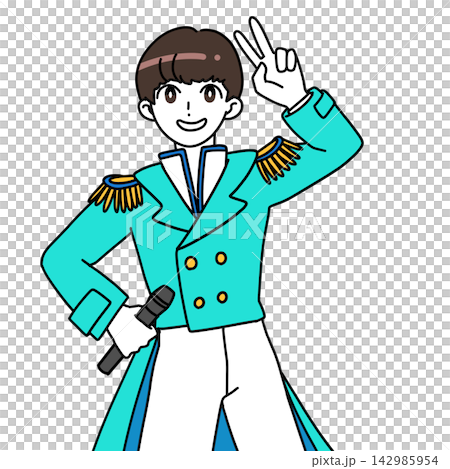 ピースする男性アイドル(青・水色) ピースする男性アイドル(青・水色) 142985954