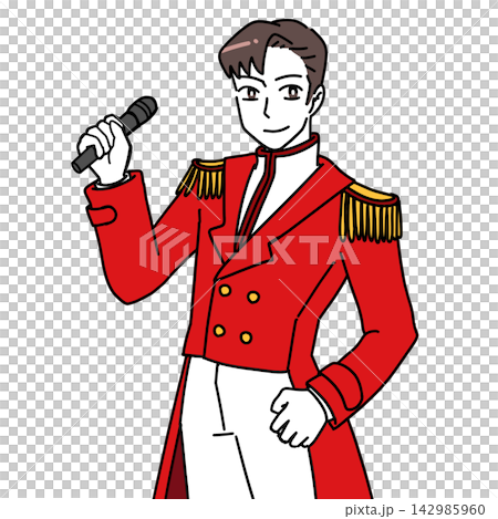 一位男偶像擺出造型（身穿紅色衣服） 142985960