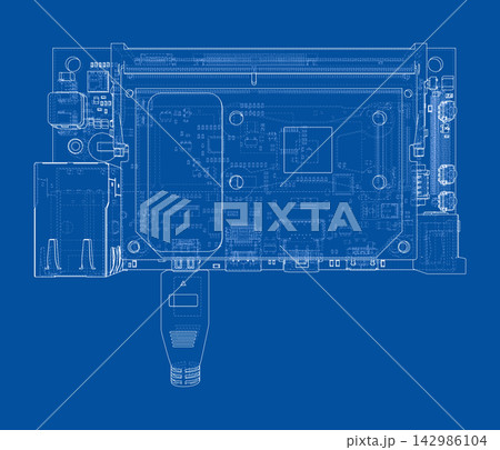 circuit board blueprint illustration. Vector 142986104