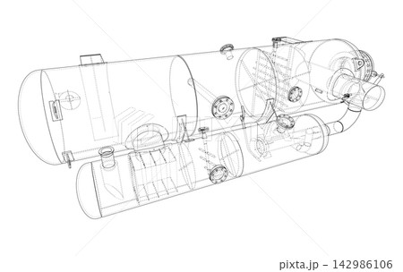 submarine wireframe illustration. Vector 142986106