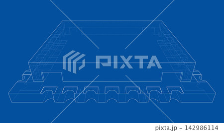 microchip blueprint illustration. Vector microchip blueprint illustration. Vector 142986114