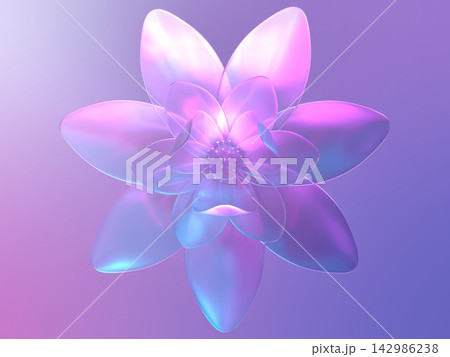 クリスタルの蓮の花が輝く幻想的な3Dイラスト クリスタルの蓮の花が輝く幻想的な3Dイラスト 142986238