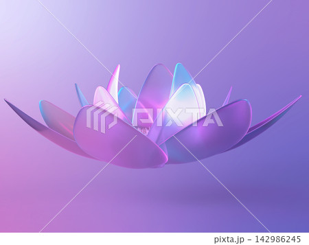 クリスタルの蓮の花が輝く幻想的な3Dイラスト クリスタルの蓮の花が輝く幻想的な3Dイラスト 142986245