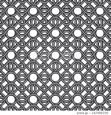Black vector seamless wavy line pattern 142986356