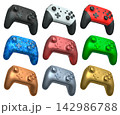 Collection of gaming controllers isolated on white background with clipping path 142986788