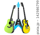 Set of electric acoustic guitars isolated on white background. 142986799