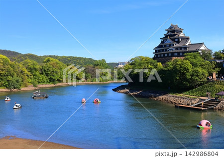 【岡山県】春の岡山城と旭川（春の鳥城灯源郷）屋形船 142986804