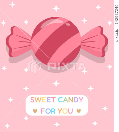 Red Pink Sweet Candy for You Cute Vector Illustration 142987240