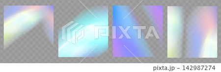 Crystal glass prism with holographic reflections and rainbow flare effect. Colorful confetti leaks, diamond glare streaks, and an abstract luminous background with iridescent light overlay. 142987274