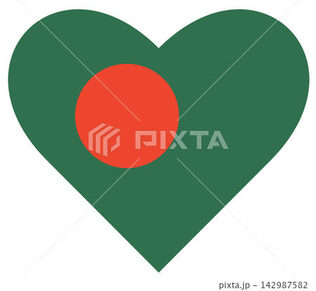 Flag of Bangladesh isolated in heart shape. Flag of Bangladesh isolated in heart shape. 142987582
