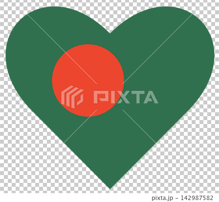 Flag of Bangladesh isolated in heart shape. Flag of Bangladesh isolated in heart shape. 142987582