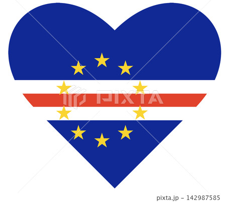 Flag of Cabo Verde in heart shape isolated. Flag of Cape Verde heart shaped. Flag of Cabo Verde in heart shape isolated. Flag of Cape Verde heart shaped. 142987585