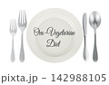 Ovo vegetarian diet concept with empty plate and cutlery. 3D rendering 142988105