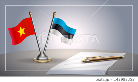 Small national flag of  Vietnam and Estonia flag Relation, Template Vector Illustration 142988358