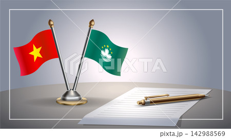 Small national flag of Vietnam and Macao flag Relation, Template Vector Illustration Small national flag of Vietnam and Macao flag Relation, Template Vector Illustration 142988569