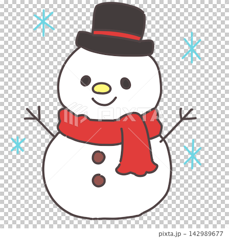 Snowman with a black hat and red scarf Snowman with a black hat and red scarf 142989677