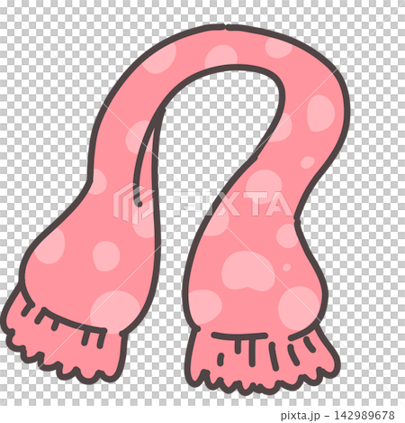 Pink polka dot scarf, still long 142989678
