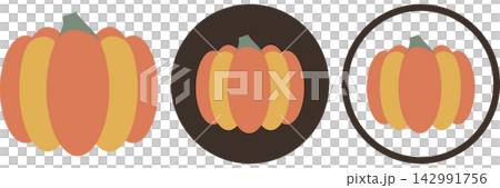 Colorful pumpkin icon illustration variation set / Illustrations of colorful pumpkins and autumn flavors 142991756