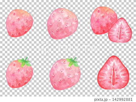 A set of watercolor illustrations of strawberries A set of watercolor illustrations of strawberries 142992881