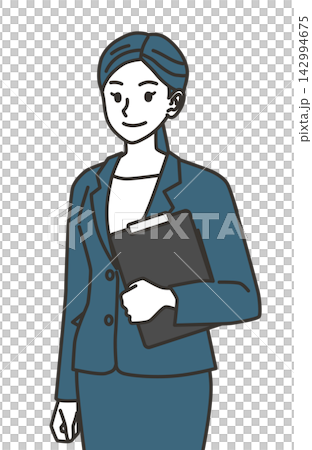 一位職業婦女手持文件的圖片 142994675