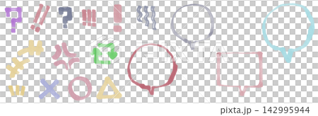 太い水彩マーカーで描いた感情と吹き出しセット 太い水彩マーカーで描いた感情と吹き出しセット 142995944