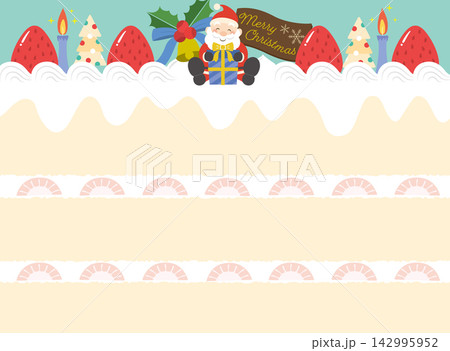 サンタクロースとクリスマスケーキの断面のフレーム サンタクロースとクリスマスケーキの断面のフレーム 142995952