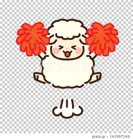 Sheep cheering with pom-poms Sheep cheering with pom-poms 142997249