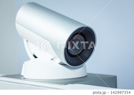 Security Camera Close-Up with Modern White Surveillance Technology 142997354