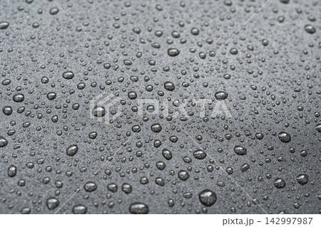 Oil drops on frying pan texture, water splash pattern on black non-stick coating Oil drops on frying pan texture, water splash pattern on black non-stick coating 142997987