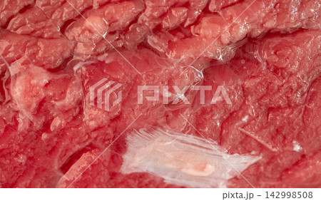 Raw beef steak macro pattern, red meat slice closeup Raw beef steak macro pattern, red meat slice closeup 142998508