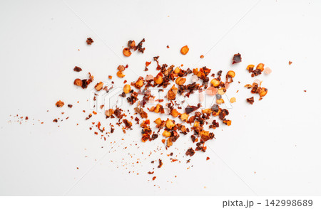 Dry chili pepper isolated, red chilly spice Dry chili pepper isolated, red chilly spice 142998689