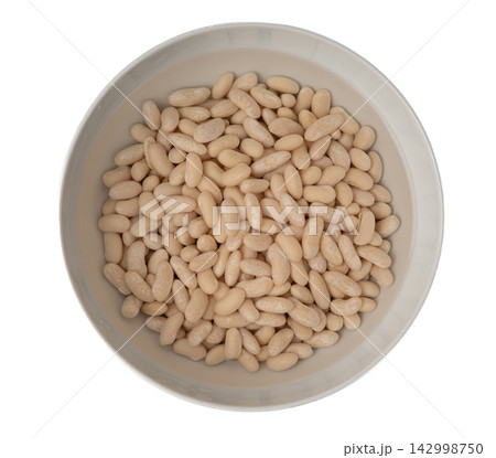 Soaked white beans, legume seeds in water Soaked white beans, legume seeds in water 142998750