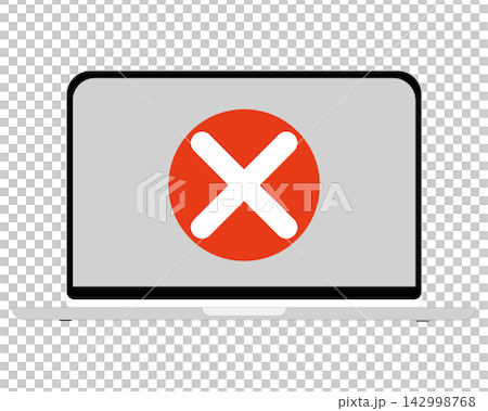 An illustration of a laptop computer with a red "X" mark on the screen. An illustration of a laptop computer with a red "X" mark on the screen. 142998768