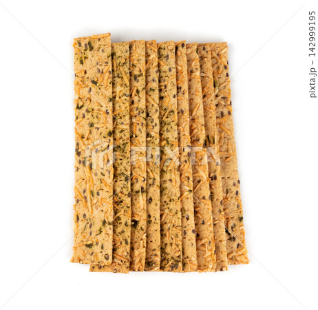 Crunchy gluten free crispbread with various seeds top view 142999195