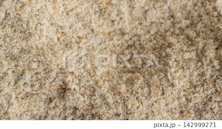 Wheat flour powder textured background, spelt grain dust pattern 142999271