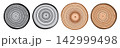 Tree trunk cut texture, wood slice annual rings vector pattern 142999498