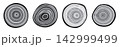 Tree trunk cut texture, wood slice annual rings vector pattern 142999499