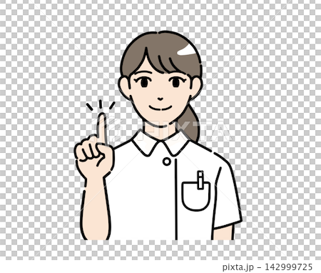 插圖描繪了一位年輕的女護士用手指著某個地方進行解釋。 插圖描繪了一位年輕的女護士用手指著某個地方進行解釋。 142999725