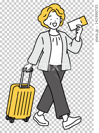 老年女性為了粉絲活動而旅行 老年女性為了粉絲活動而旅行 142999785
