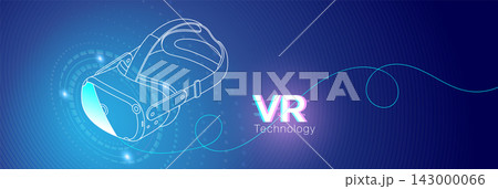 VR Technology Glitch Background with Headset 143000066