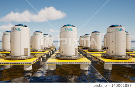 Small modular nuclear reactors on offshore platform in the ocean Small modular nuclear reactors on offshore platform in the ocean 143001887