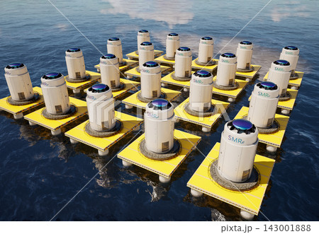 Small modular nuclear reactors on offshore platform in the ocean 143001888